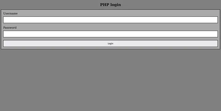 Login page with the heading "PHP Login".